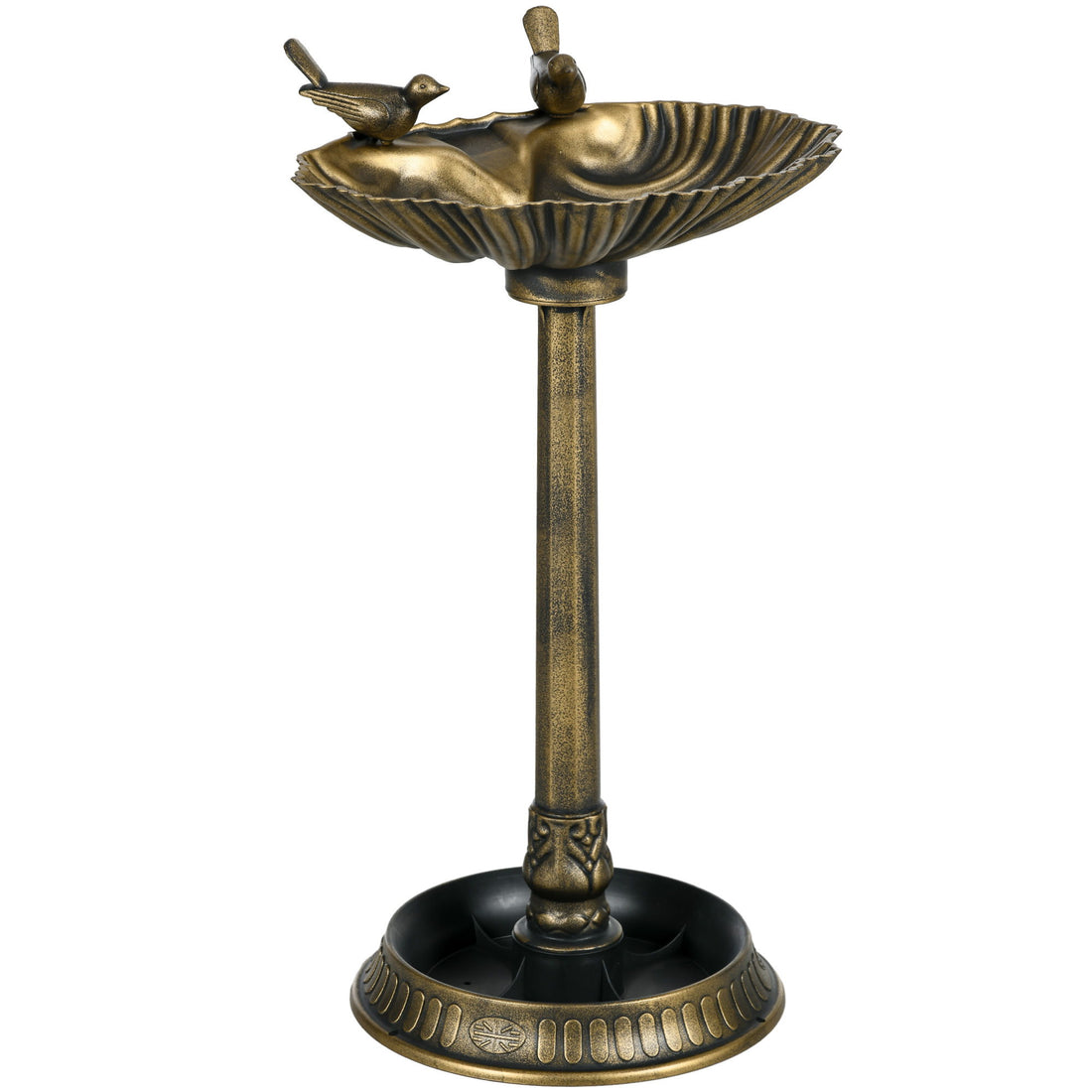 Outsunny - Antique Bird Bath With Pedestal Flower Planter Base, Vintage Style Decorative Birdbath, Bird Feeder Bowl &amp; Planter Decoration Yard Statue - Bronze