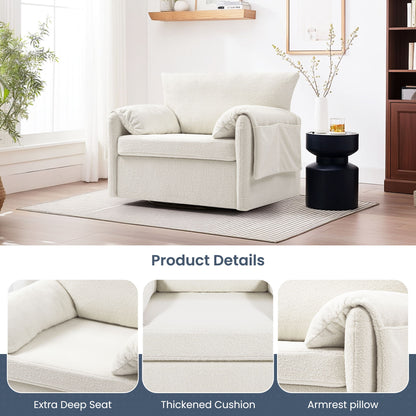 Oversized Swivel Armchair Modern Chair &amp; Single Sofa Lounge, Comfortable Seating For Living Room
