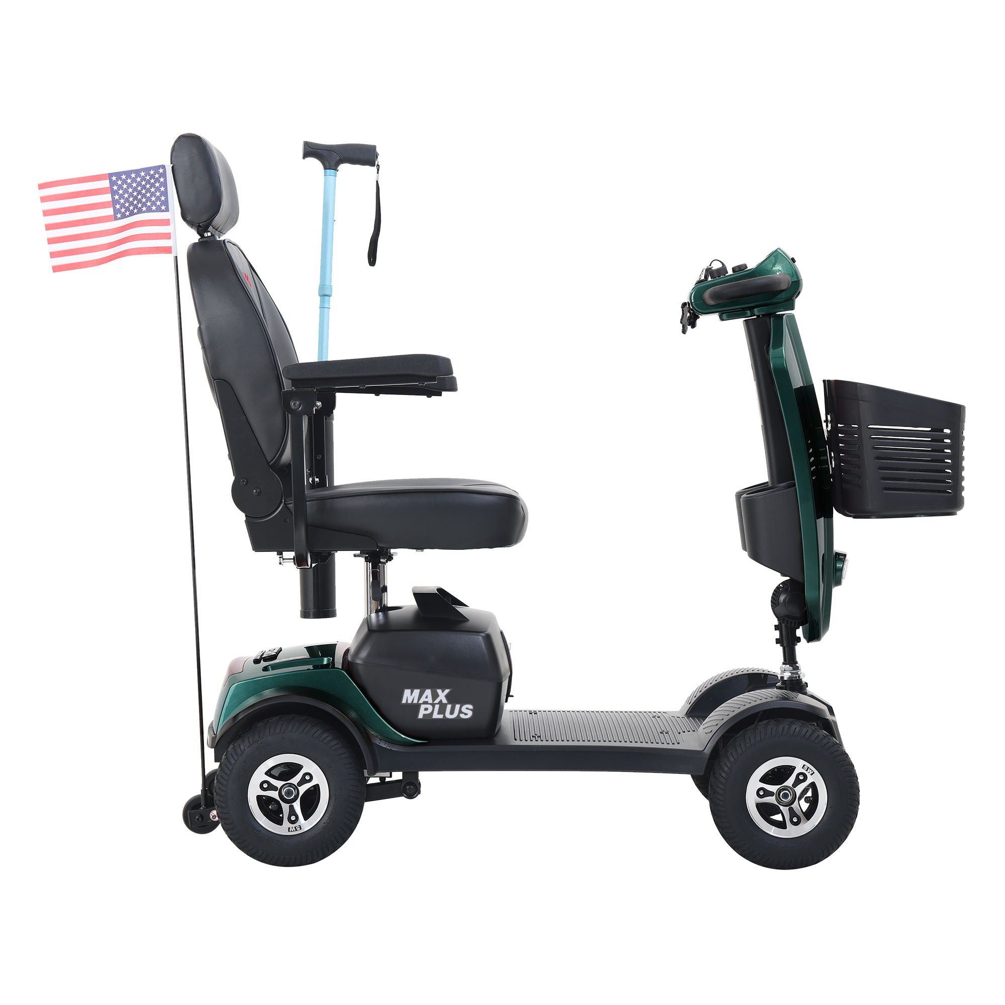 Max Plus - 4 Wheels Outdoor Compact Mobility Scooter With 2 Pieces X 20Ah Lead Acid Battery, 16 Miles, Cup Holders &amp; USB Charger Port