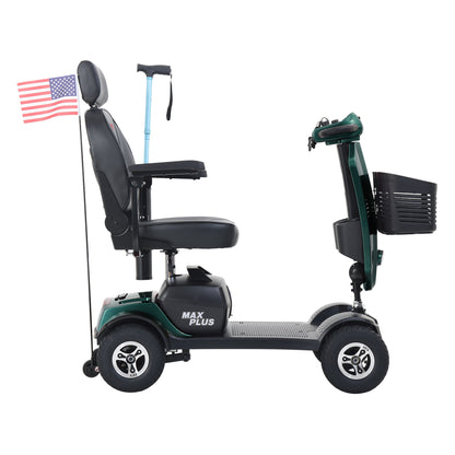 Max Plus - 4 Wheels Outdoor Compact Mobility Scooter With 2 Pieces X 20Ah Lead Acid Battery, 16 Miles, Cup Holders &amp; USB Charger Port