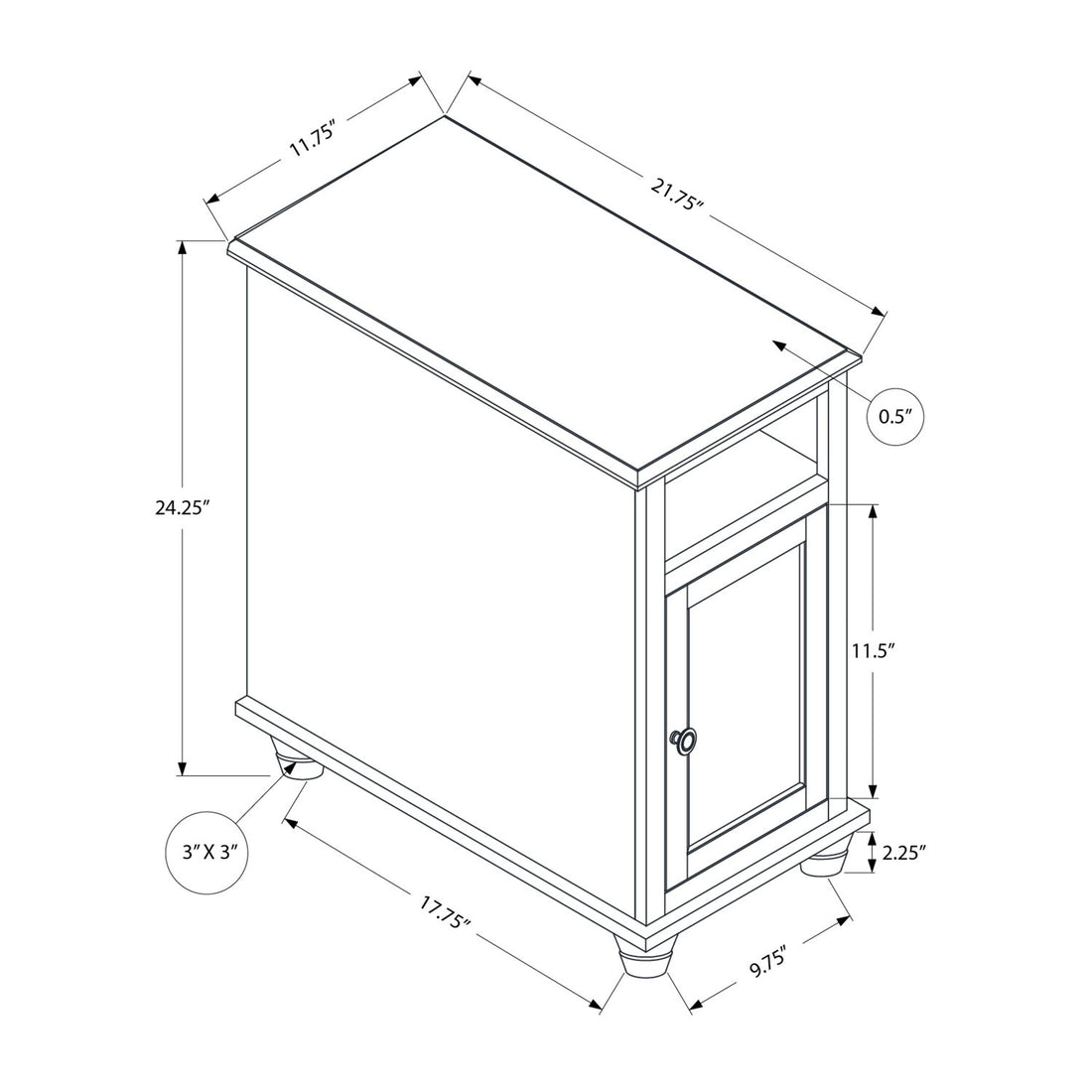 Accent End Table, Storage, Traditional - White