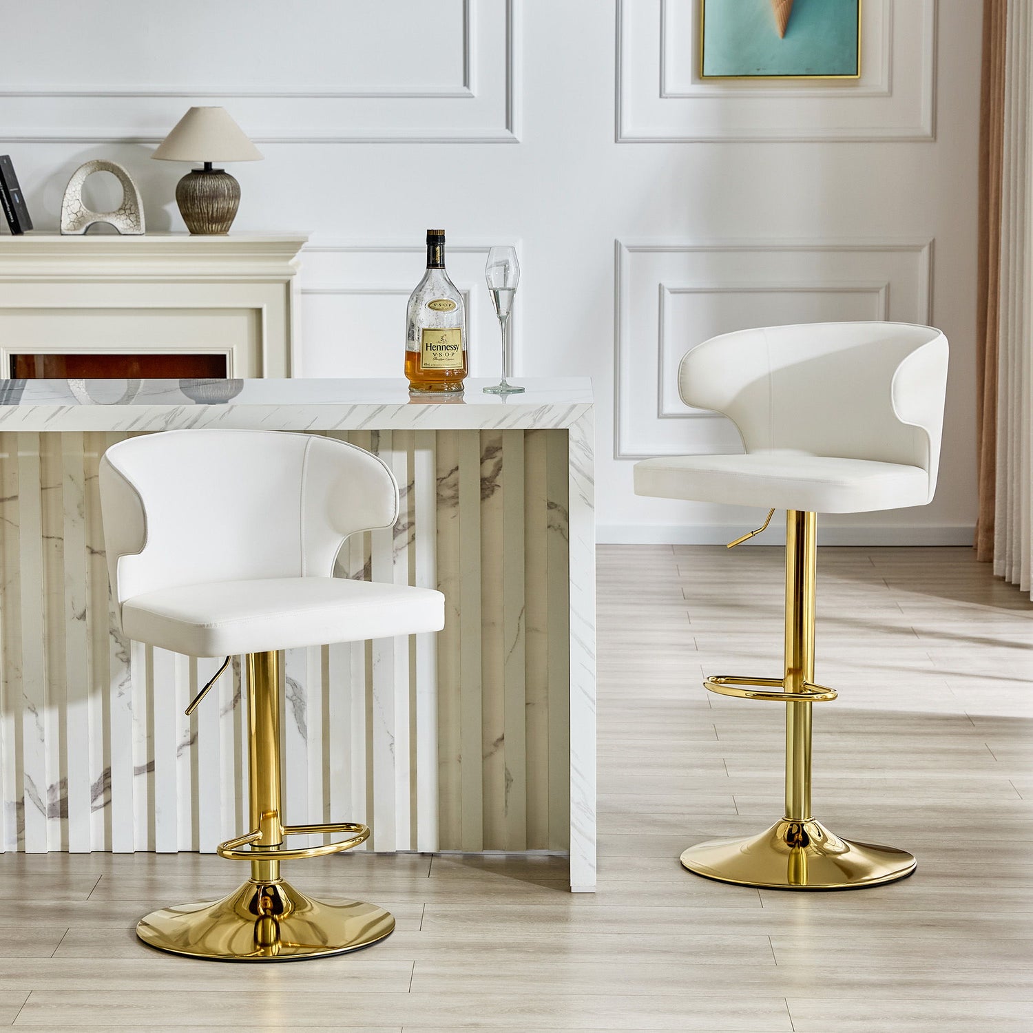 Adjustable Swivel Bar Chair With High Back Support