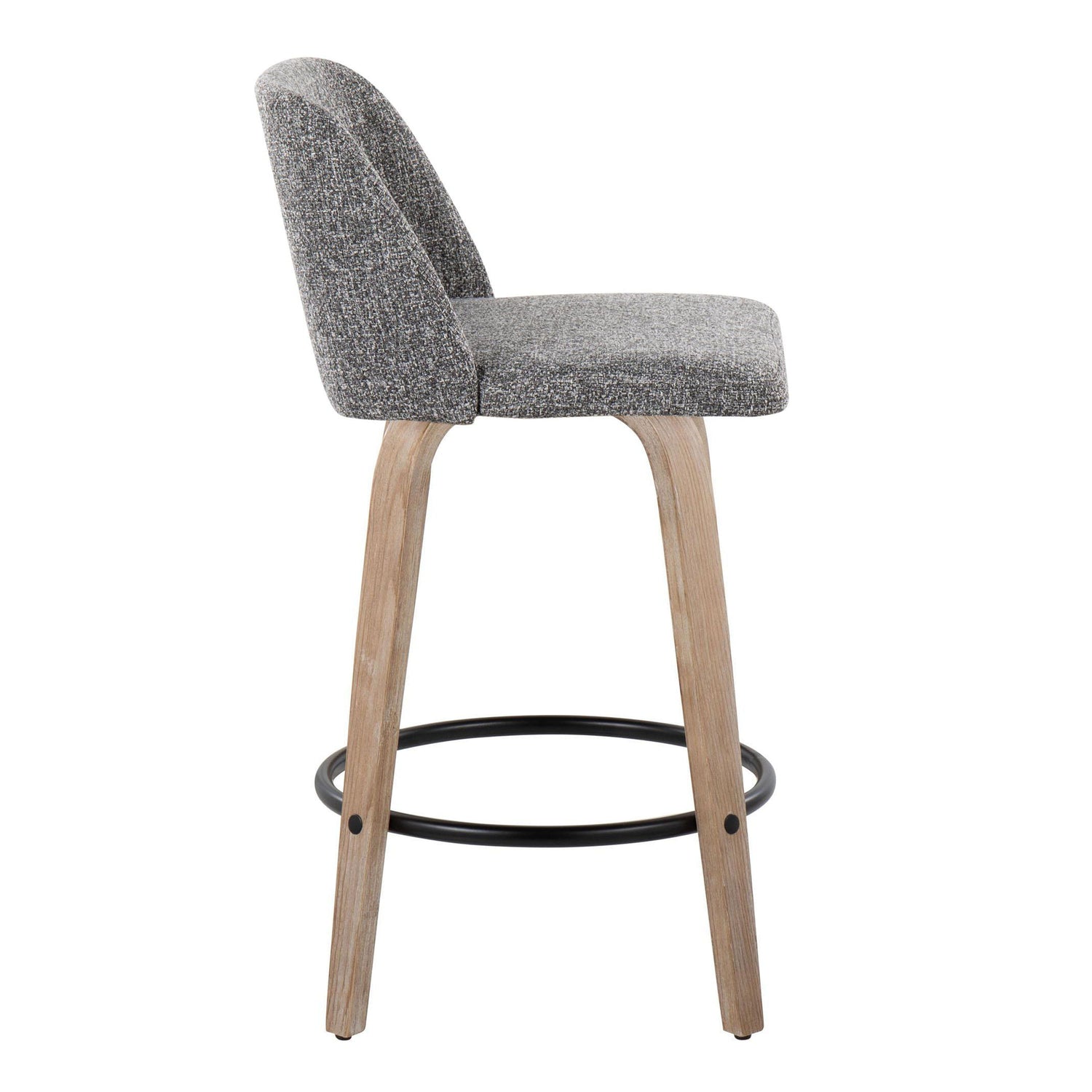 Toriano - Contemporary Fixed-Height Counter Stool &amp; Swivel With Round Footrest (Set of 2)