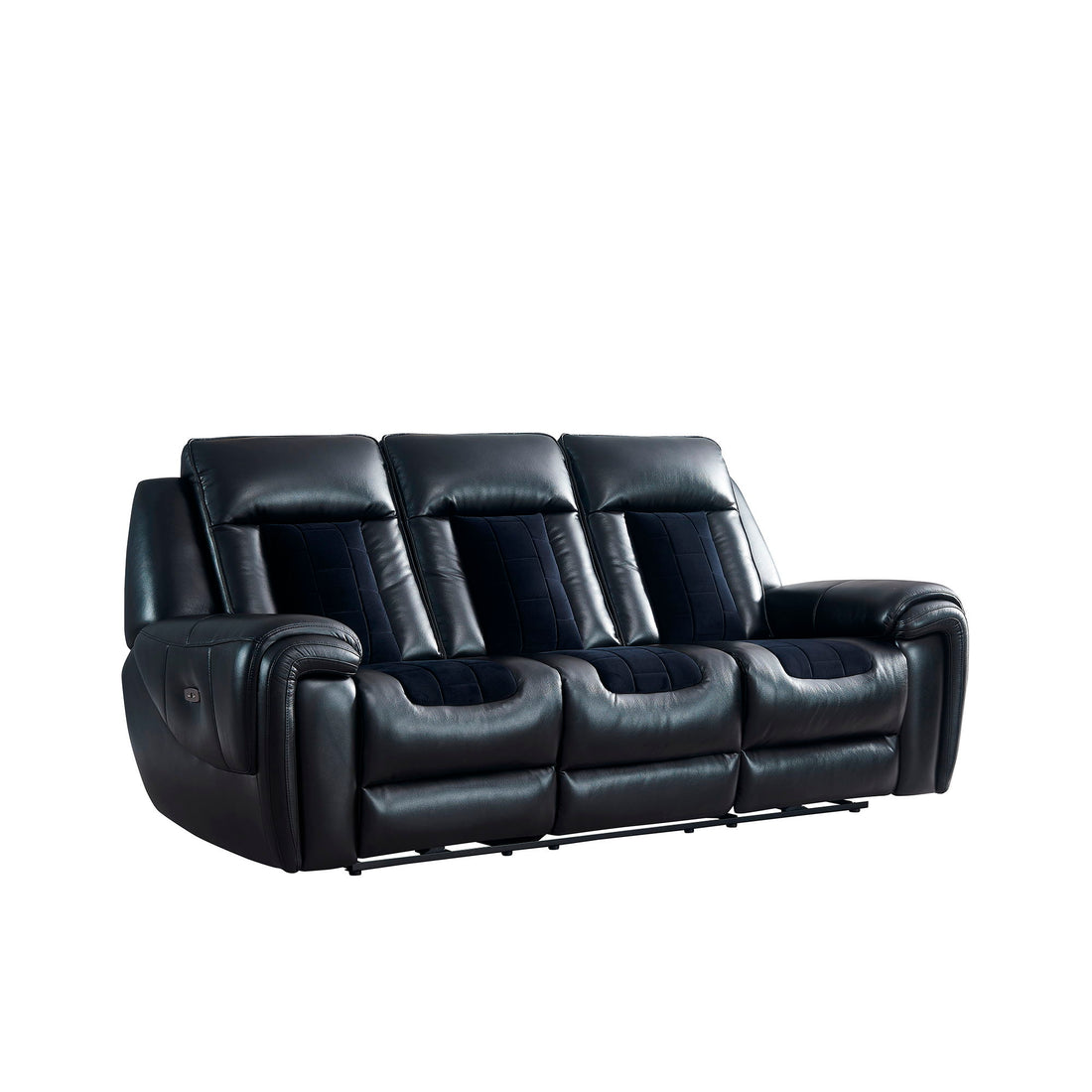 Clark - Blanche / Velvet Power Reclining Sofa With LED - Black