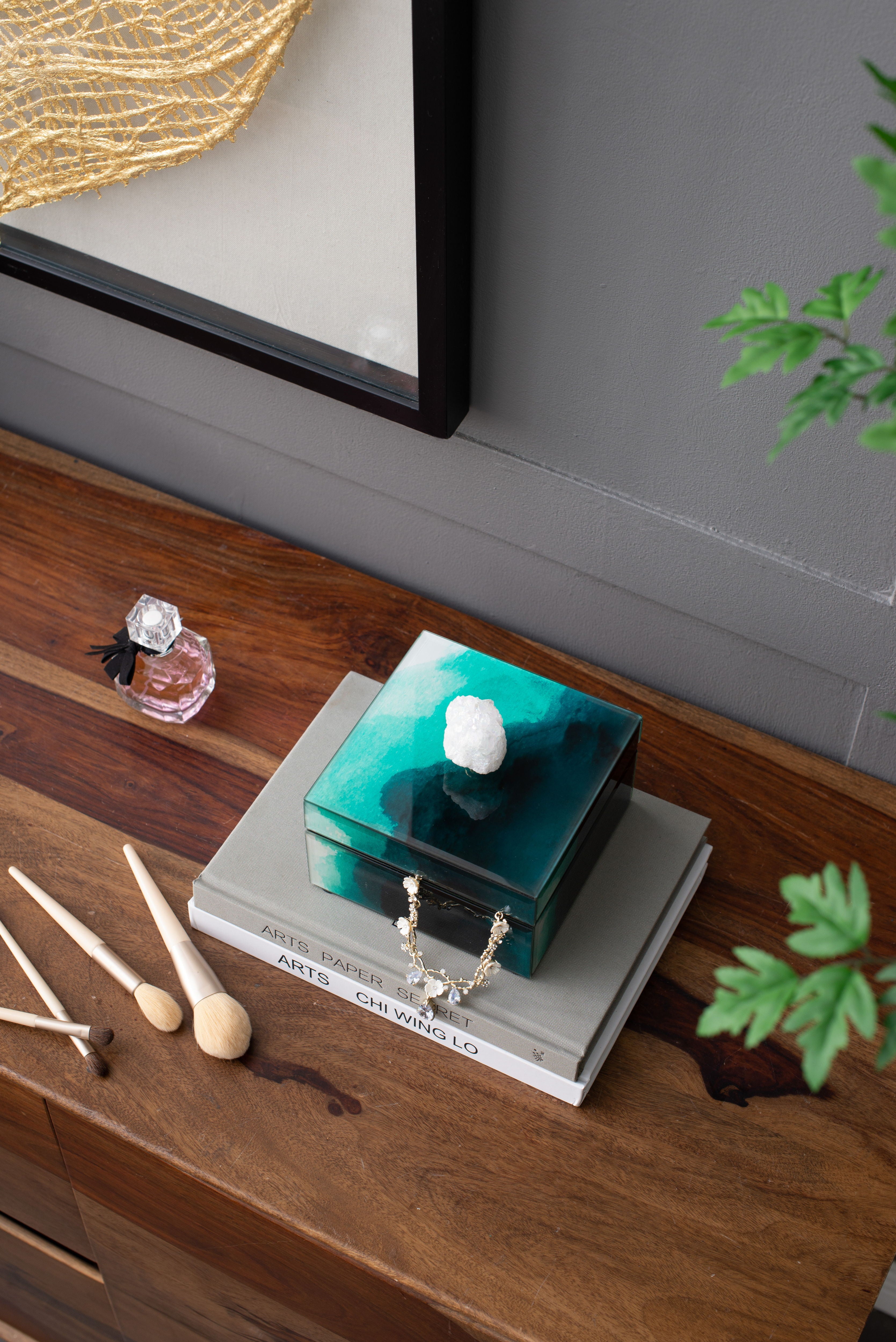 Bethany - Aqua Jewelry Box, Stackable Decorative Storage Boxes &amp; Lids