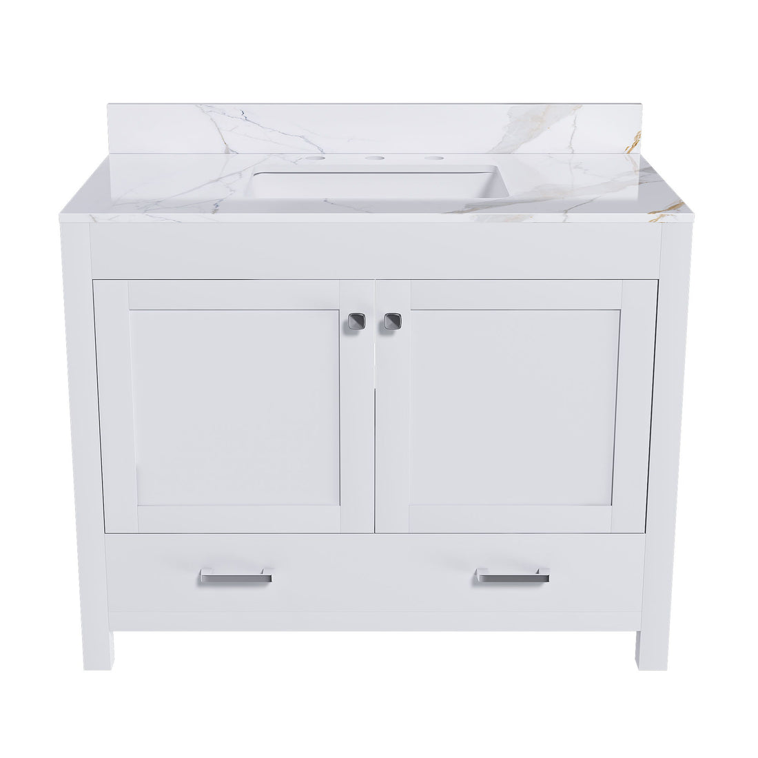 43&quot; Bathroom Vanity, Multi Functional Cabinet With Doors And Drawer - White