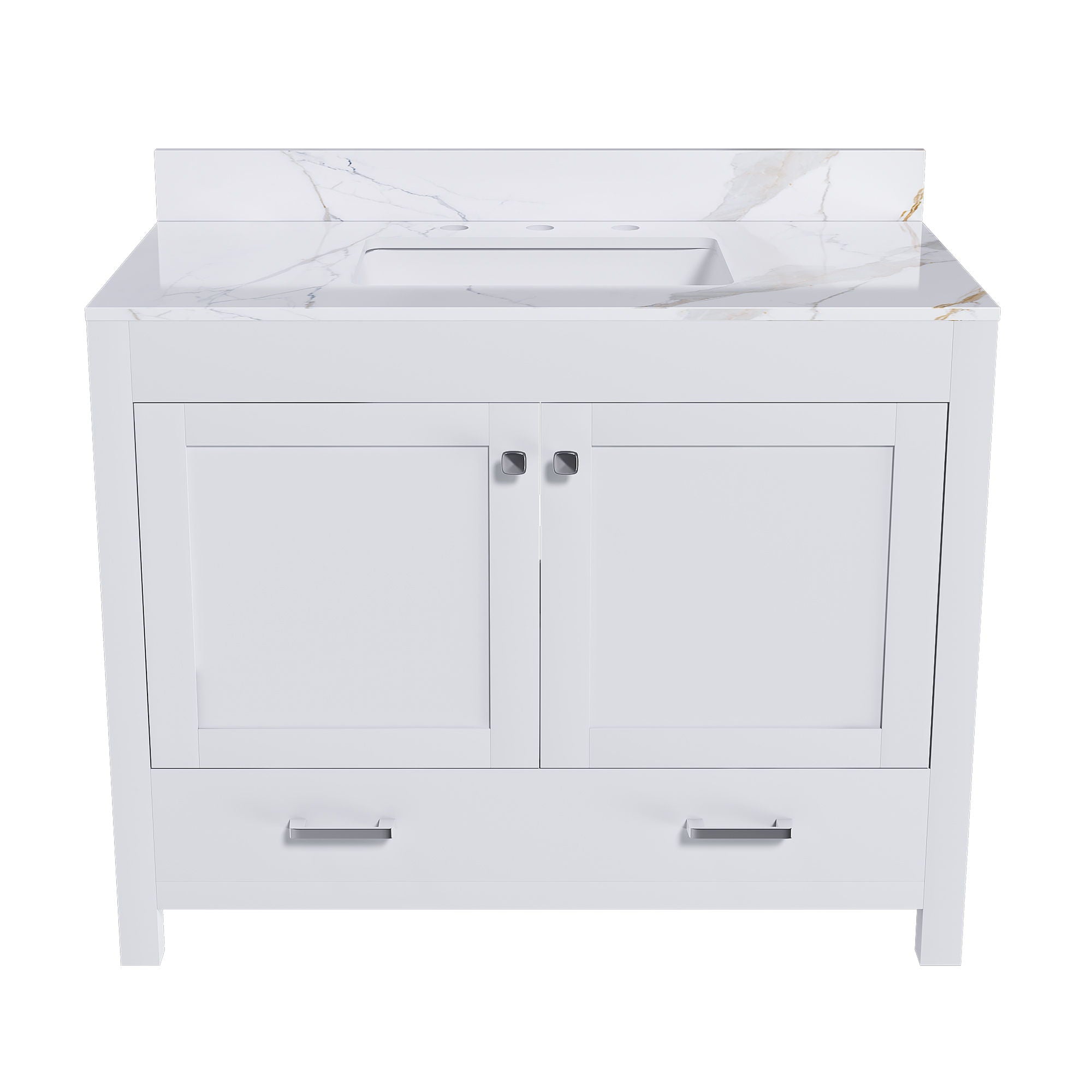 43&quot; Bathroom Vanity, Multi Functional Cabinet With Doors And Drawer - White
