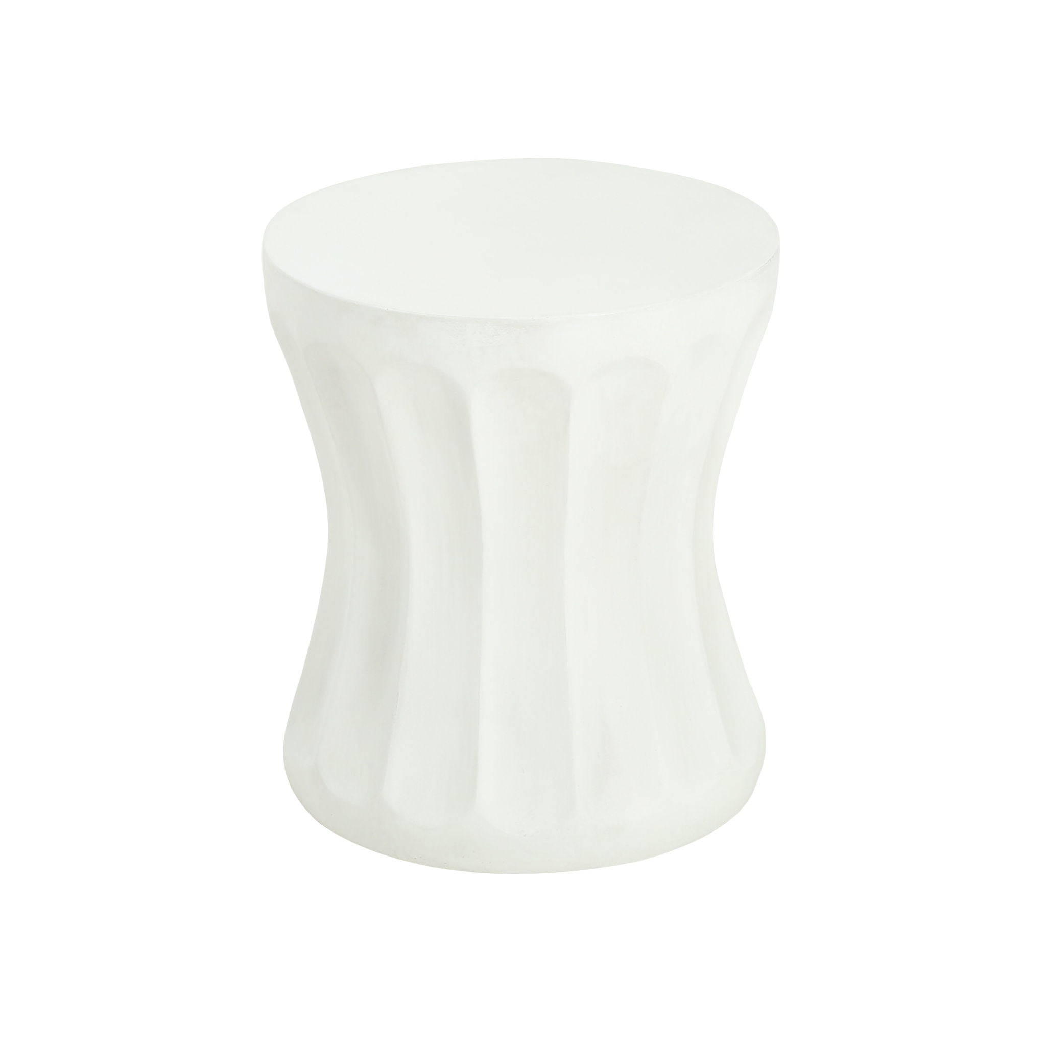 Outdoor Round Concrete Antique White Side Table, Living Room End Table - Antique White