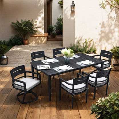 Outdoor Patio Dining Table With Tapered Feet &amp; Umbrella Hole
