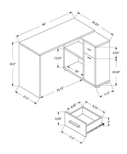 Computer Desk, Home Office, Corner, Storage Drawers, L Shape, Contemporary &amp; Modern