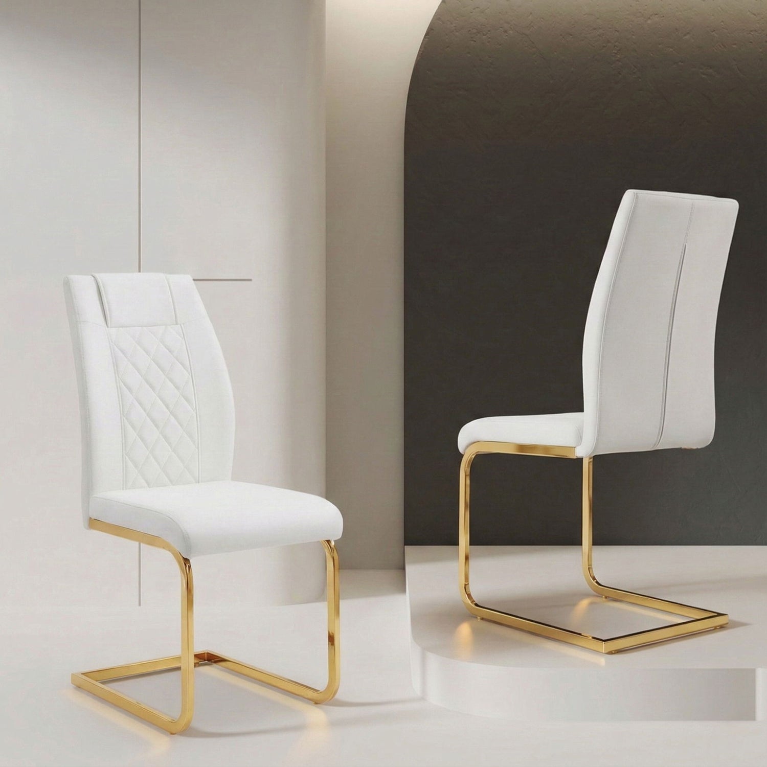 High Back Dining Chairs For Dining &amp; Kitchen Room (Set of 4) - Golden / White