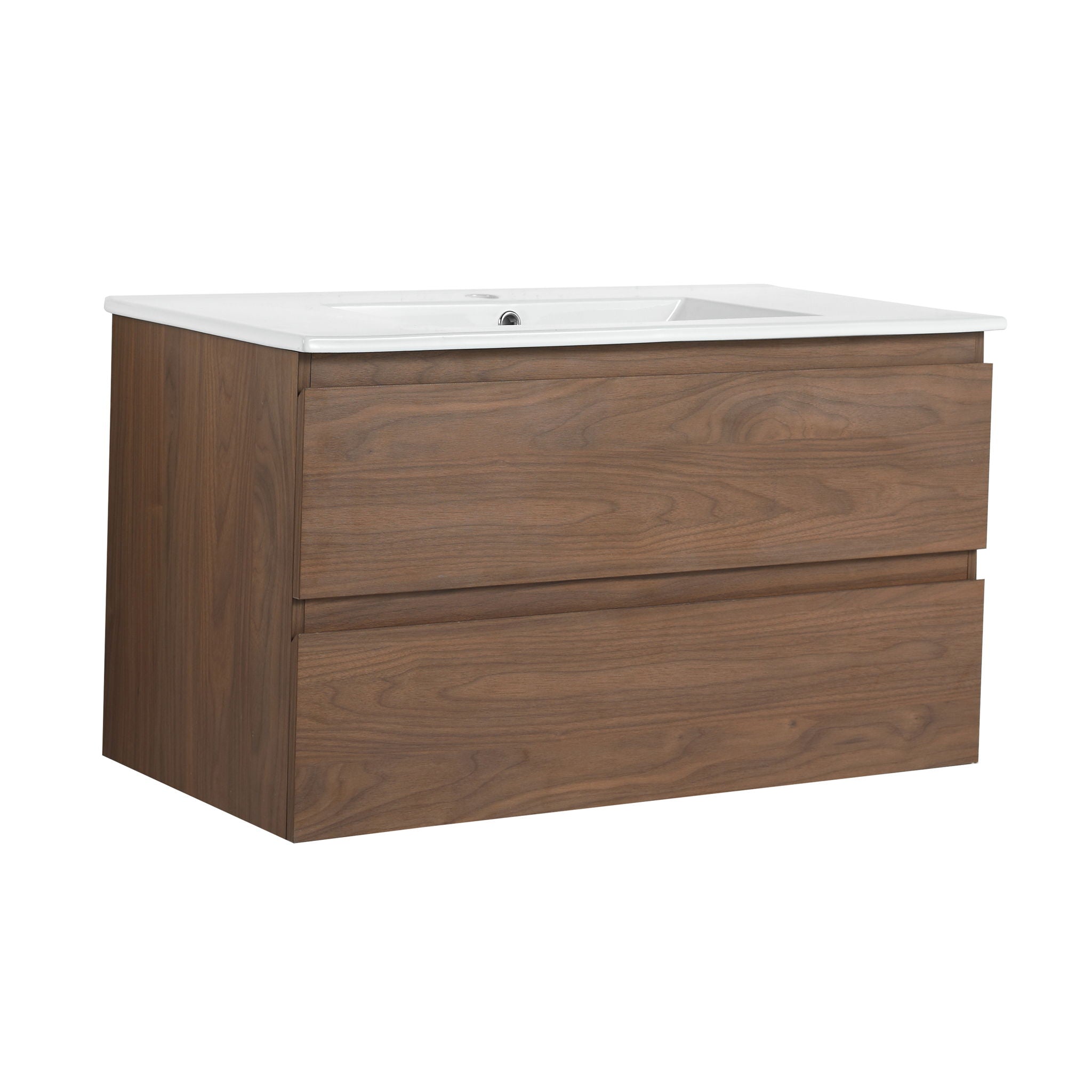 Wall Mounted Bathroom Vanity &amp; Sink, 2 Soft Close Drawers
