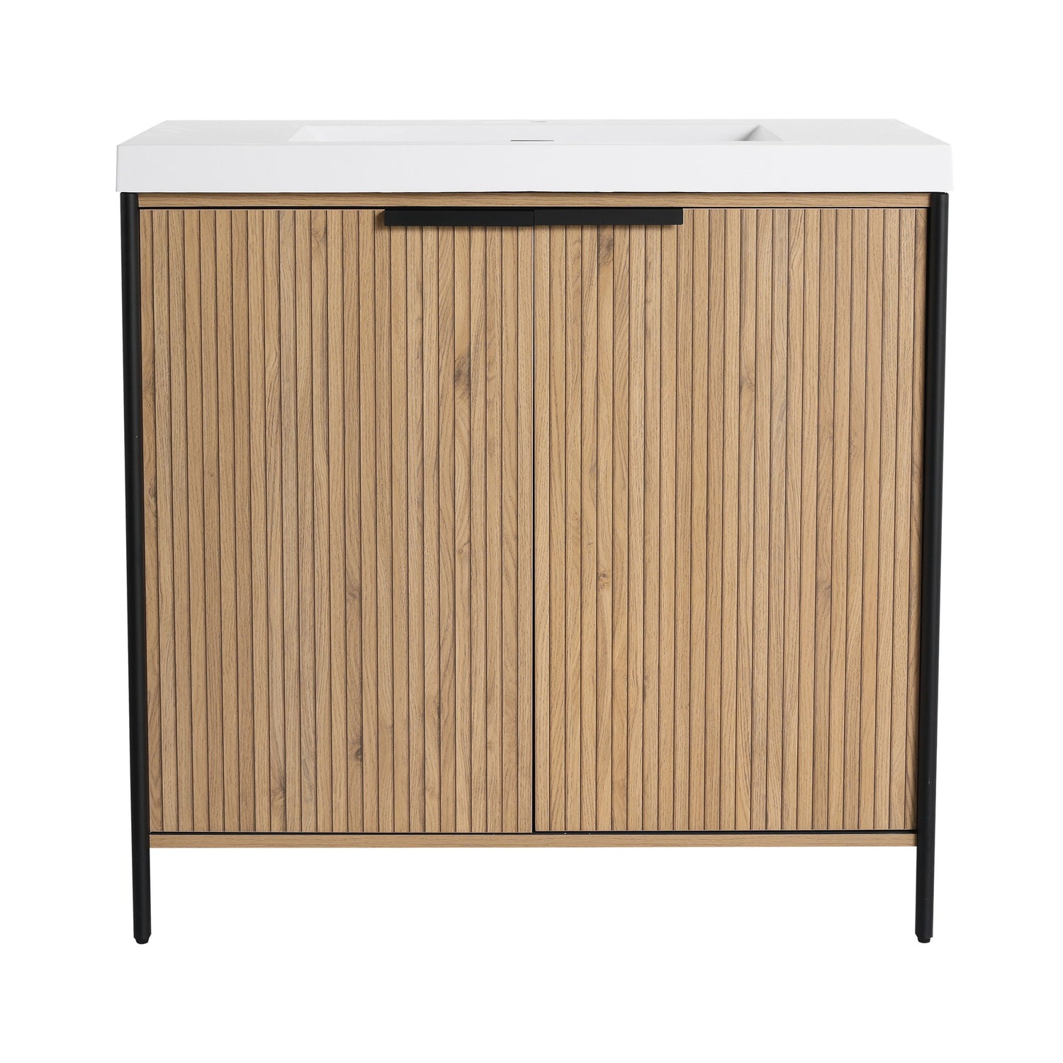 Modern Freestanding Bathroom Vanity With Resin Sink &amp; Soft Close Cabinet Doors