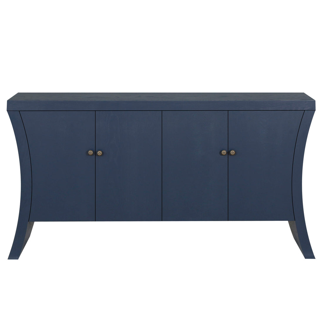 Refined Industrial 4 Door Credenza With Arc Legs & Bronze Clasps