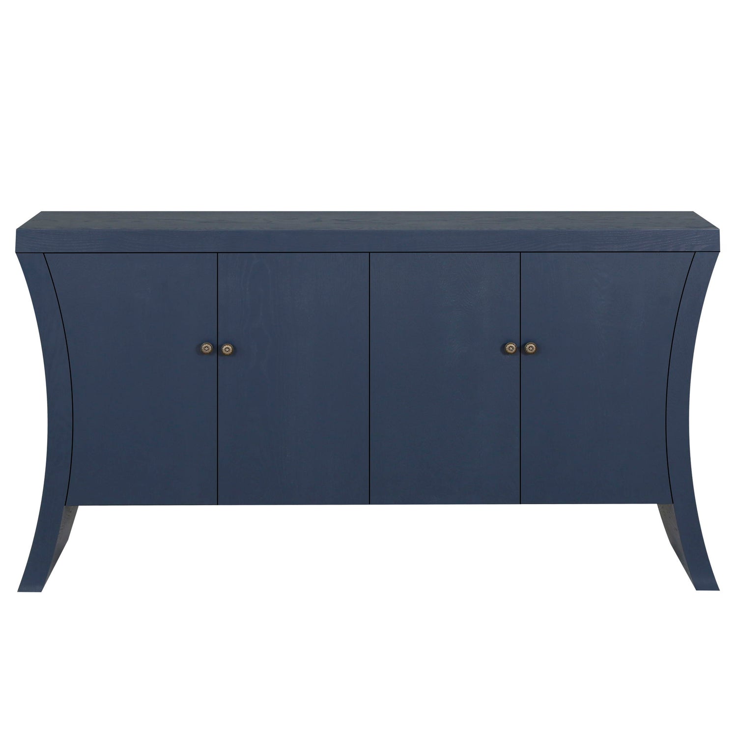 Refined Industrial 4 Door Credenza With Arc Legs &amp; Bronze Clasps