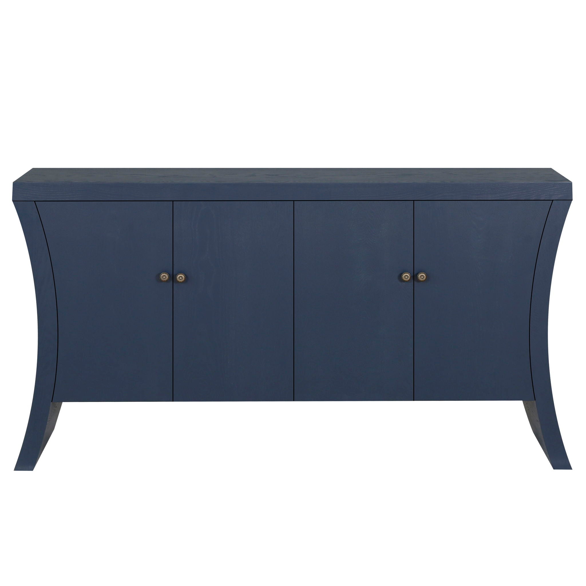 Refined Industrial 4 Door Credenza With Arc Legs &amp; Bronze Clasps