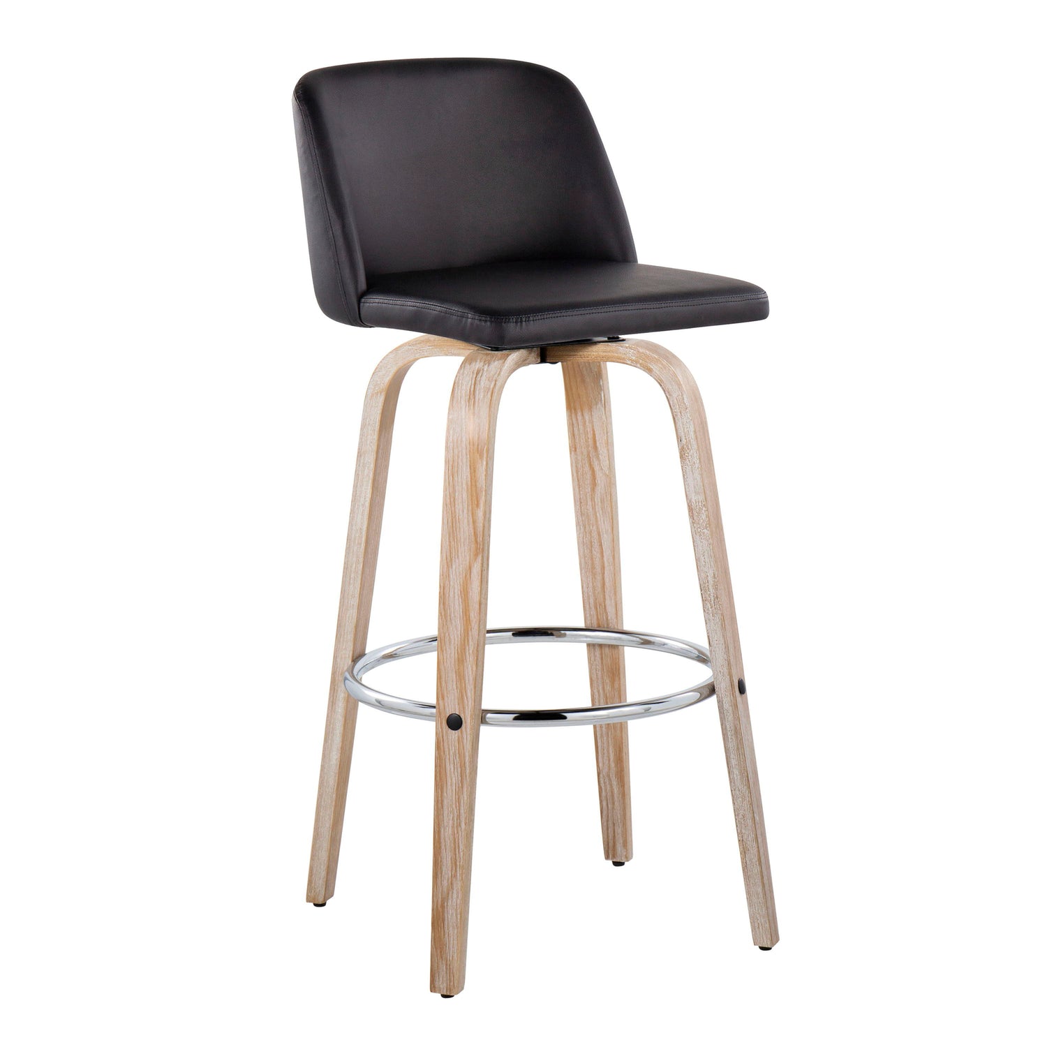 Toriano - Contemporary Fixed Height Barstool With Swivel &amp; Round Footrest (Set of 2)