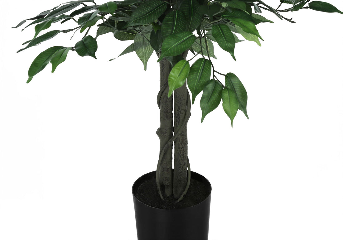58&quot; Tall, Artificial Plant, Ficus Tree, Indoor, Faux, Fake, Floor, Greenery, Potted, Decorative - Green / Black