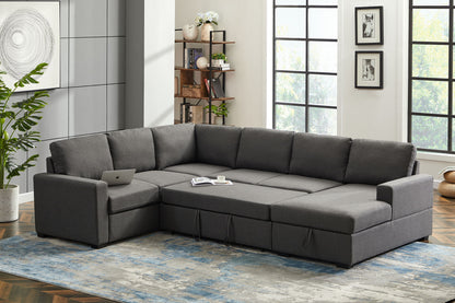 Ketterman - 4 Piece Upholstered Sectional - Dark Gray