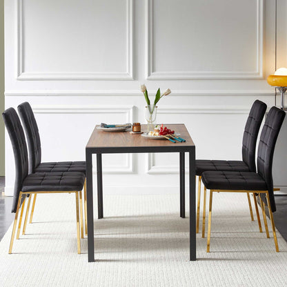 5 Pieces Dining Set Including Velvet High Back Golden Color Legs Nordic Dining Chair &amp; Creative Design Dining Table