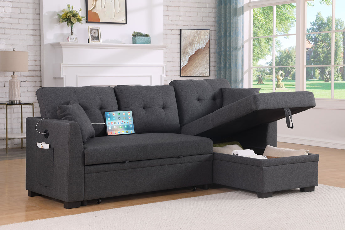 Sectional Sofa Bed - Dark Gray