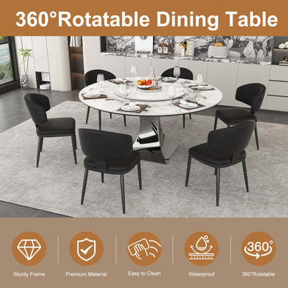 Round Dining Table &amp; 6 Chairs Set - Silver