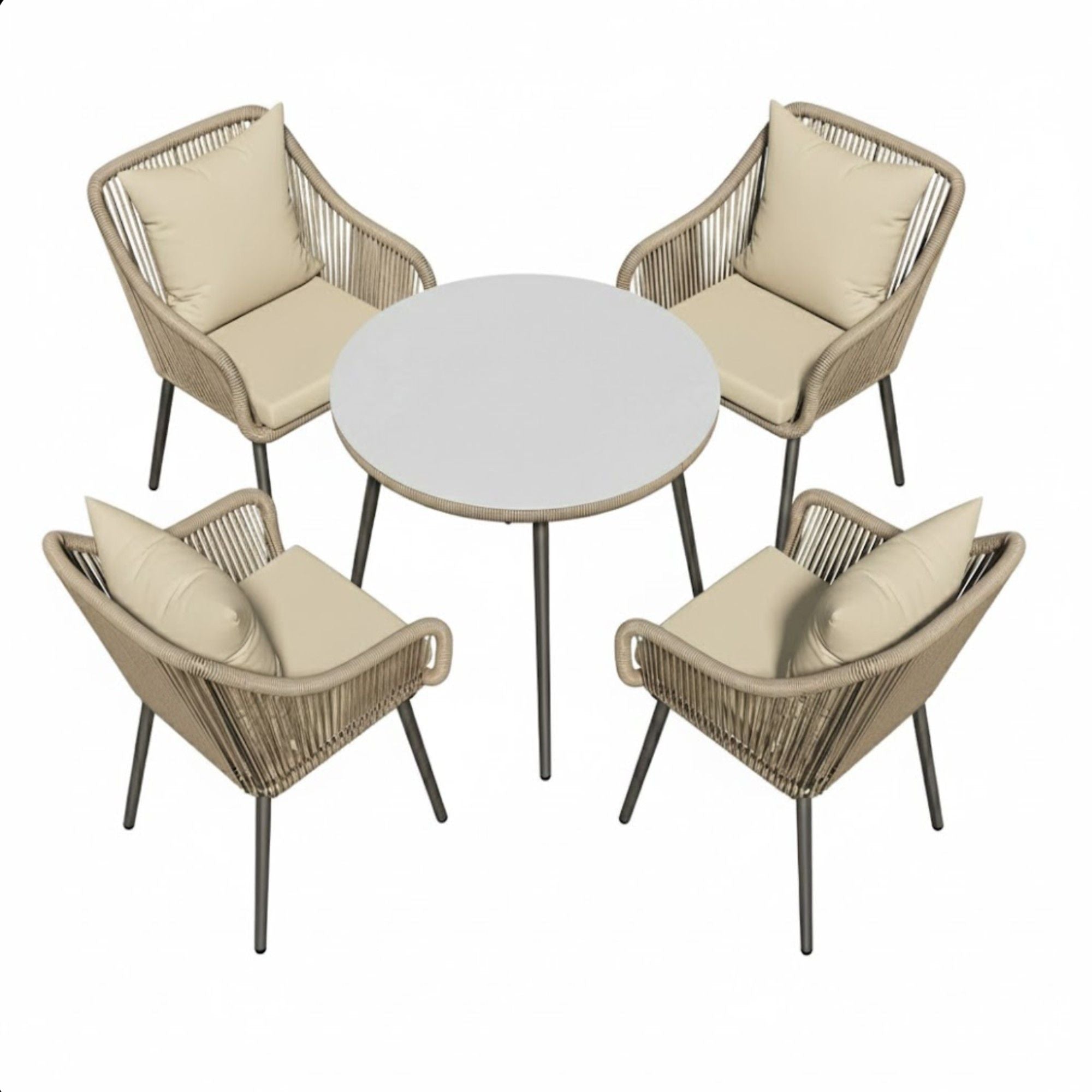 5 Piece Twisted Rattan Patio Dining Set With Table