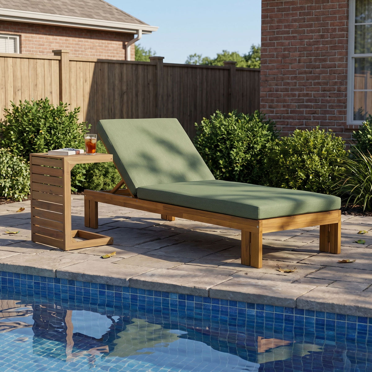 Outdoor Chaise Lounge Set &amp; Side Table, 5 Position Adjustable Patio Recliner