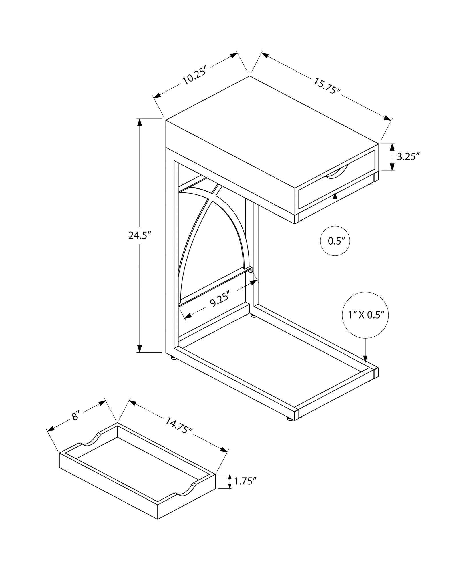 Accent Table, C - Shaped Glossy Contemporary &amp; Modern - White