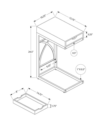 Accent Table, C - Shaped Glossy Contemporary &amp; Modern - White