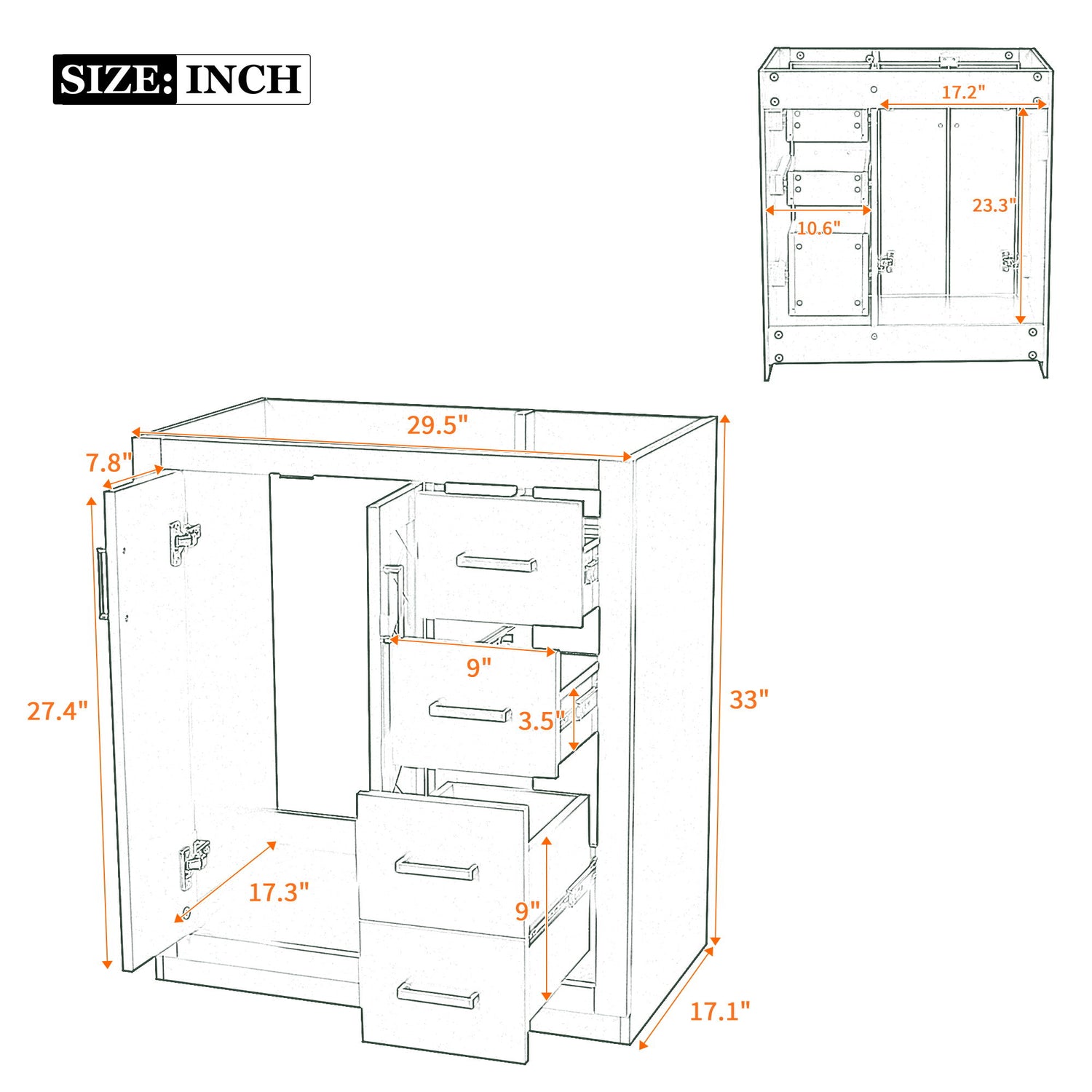 Retro Style Bathroom Vanity With 3 Drawers &amp; Soft-Closing Doors