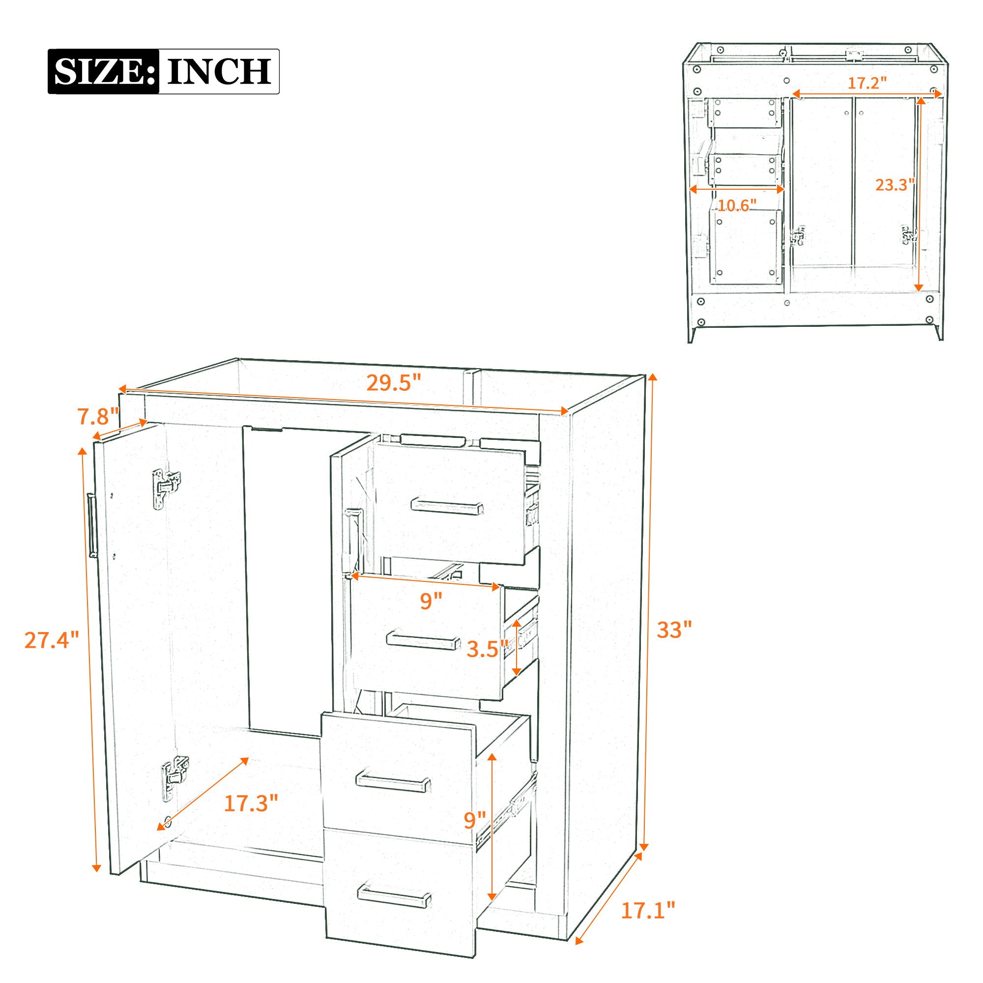 Retro Style Bathroom Vanity With 3 Drawers &amp; Soft-Closing Doors
