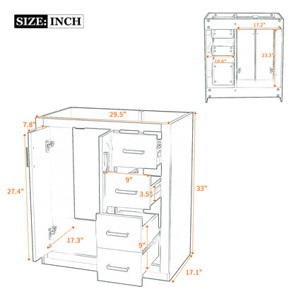Retro Style Bathroom Vanity With 3 Drawers &amp; Soft-Closing Doors