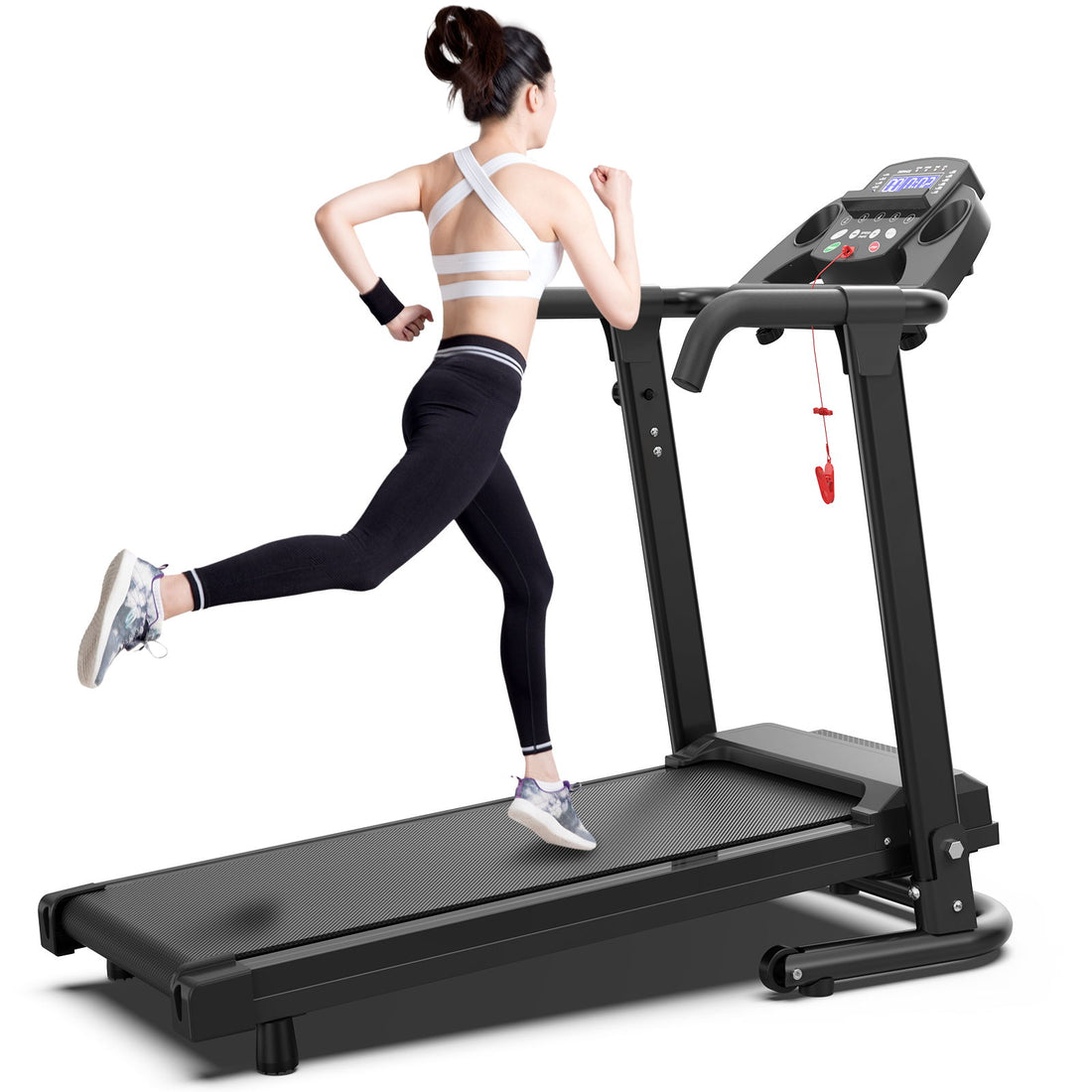 2.5Hp Portable Treadmill With Handles, App Control &amp; LED Display - Black