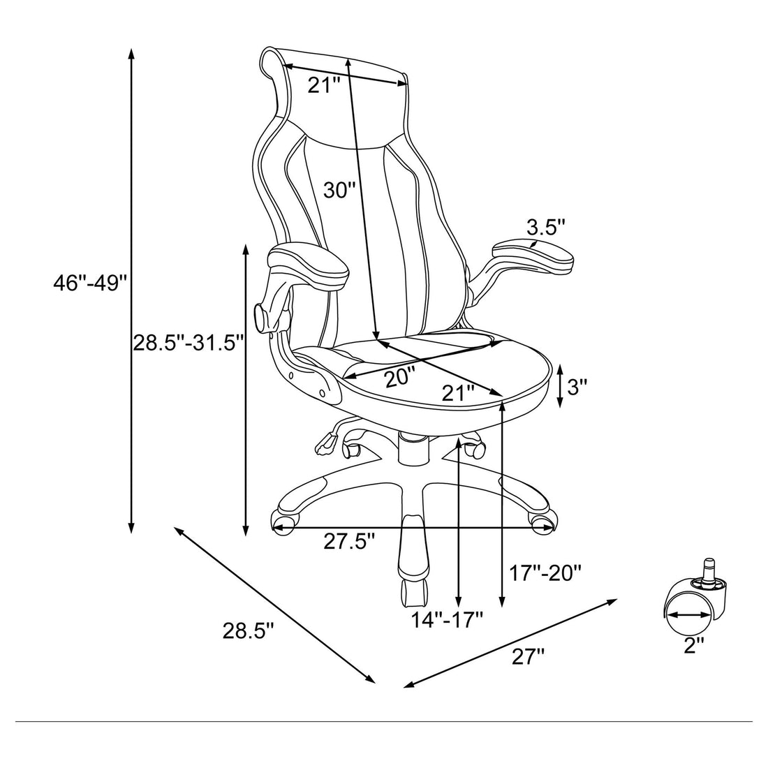 Adjustable Height Office Chair With Ergonomic Design And Swivel Mechanism - Black