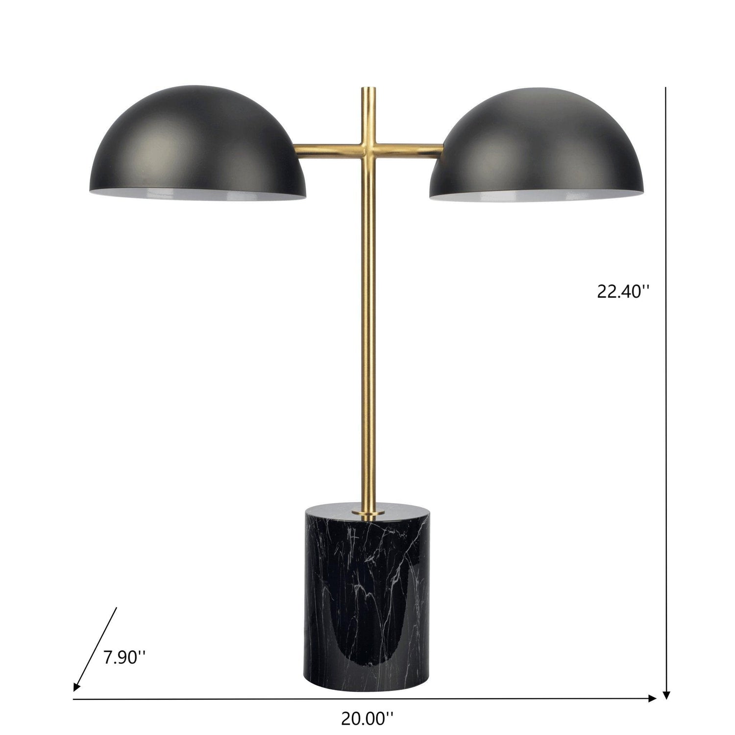 Nova - Hydro Table Lamp With On / Off Switch Double Lamp - Black / Gold / Marble