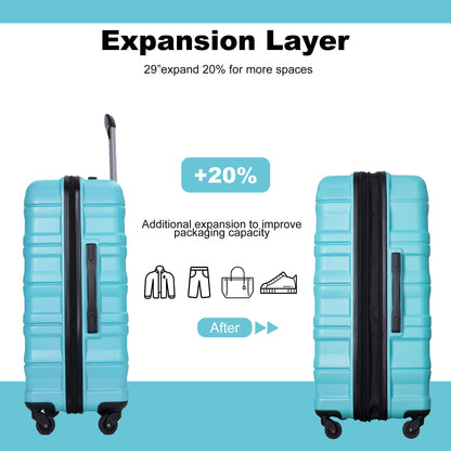 Expandable 3 Piece Luggage Sets Lightweight &amp; Durable Suitcase, Spinner Wheels, Tsa Lock