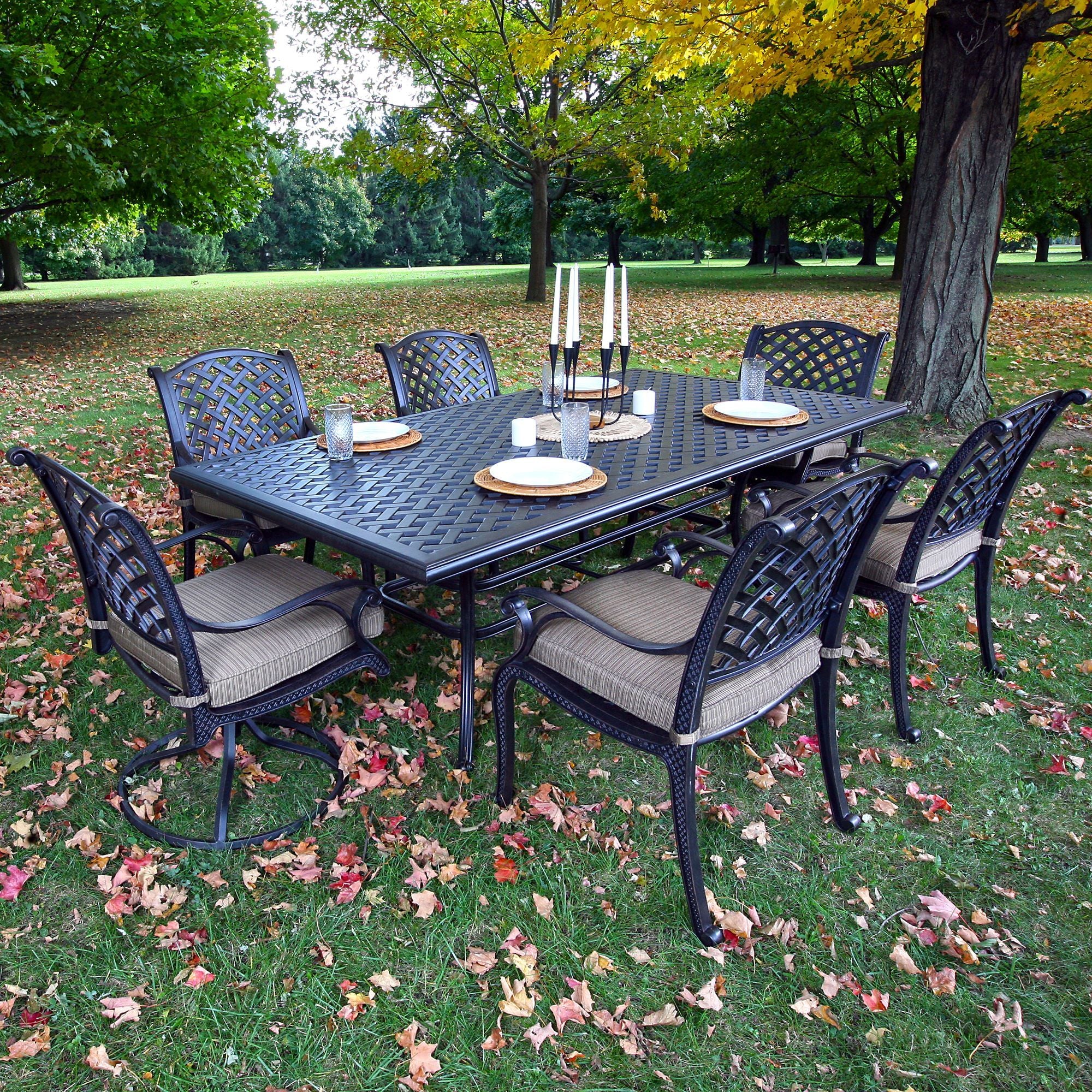 Rectangular 6 Person 85.83&quot; Long Dining Set With Cushions