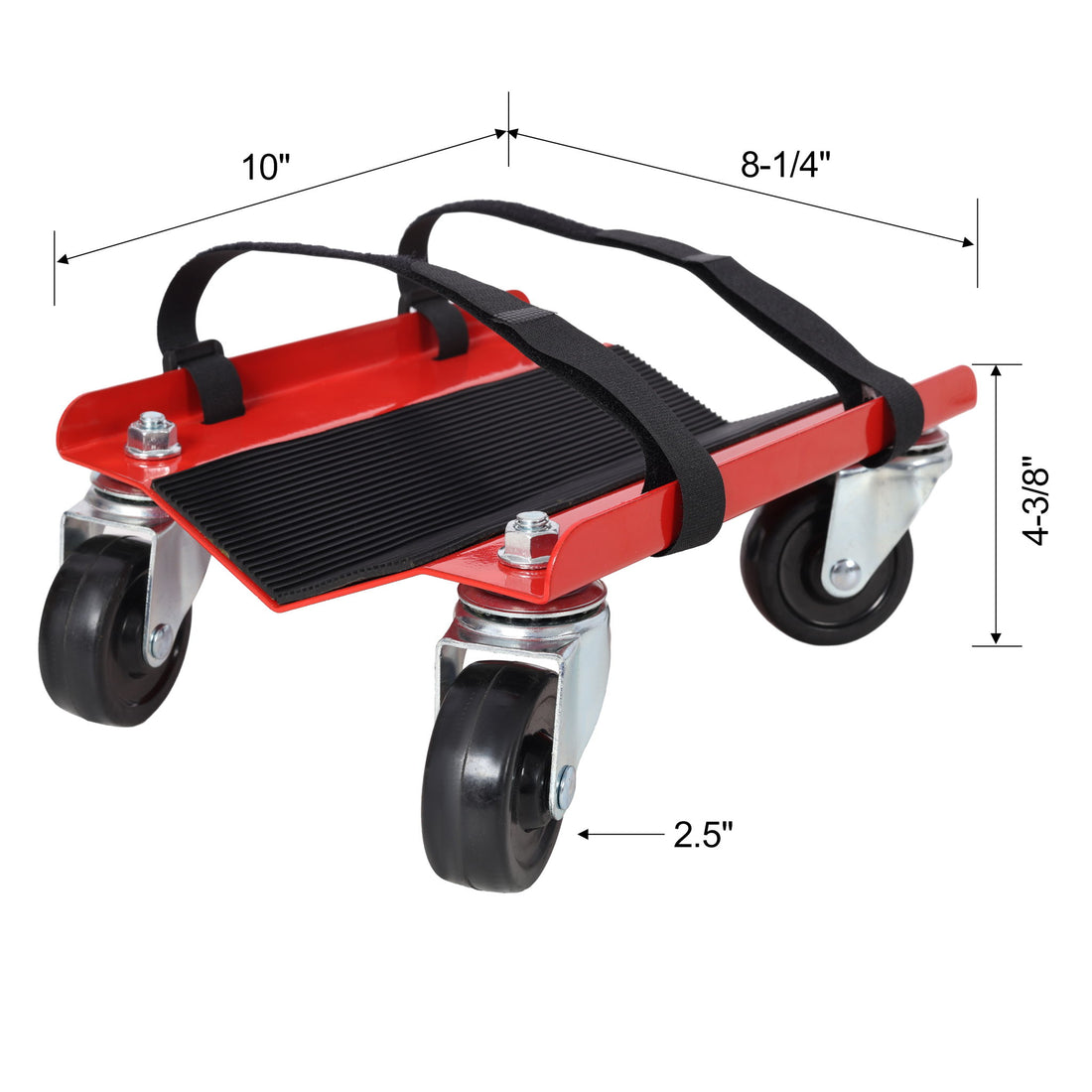 Heavy Duty Snowmobile Dolly V Slide With 2.5&quot; Swivel Casters, Rubber Pad, 1500Lbs Capacity Steel - Red