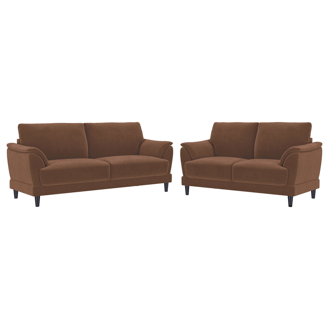 Dania - 2 Piece Upholstered Crescent Arm Sofa Set - Rust