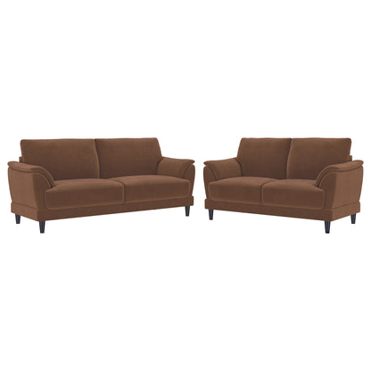 Dania - 2 Piece Upholstered Crescent Arm Sofa Set - Rust