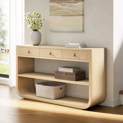 Console Table With 3 Soft Close Drawers &amp; 2 Open Shelves