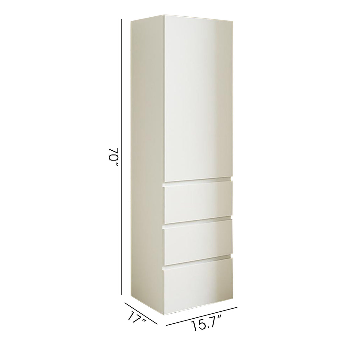 Elise - Slim Modular Wood Closet Cabinet With Drawers In Durable Melamine And Wood 71&quot; Height - White