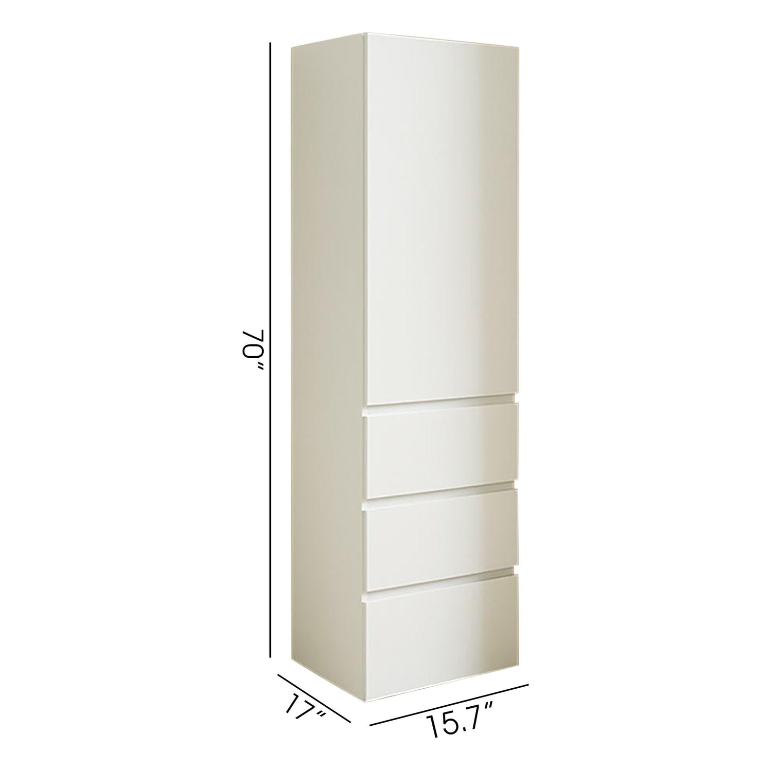 Elise - Slim Modular Wood Closet Cabinet With Drawers In Durable Melamine And Wood 71&quot; Height - White