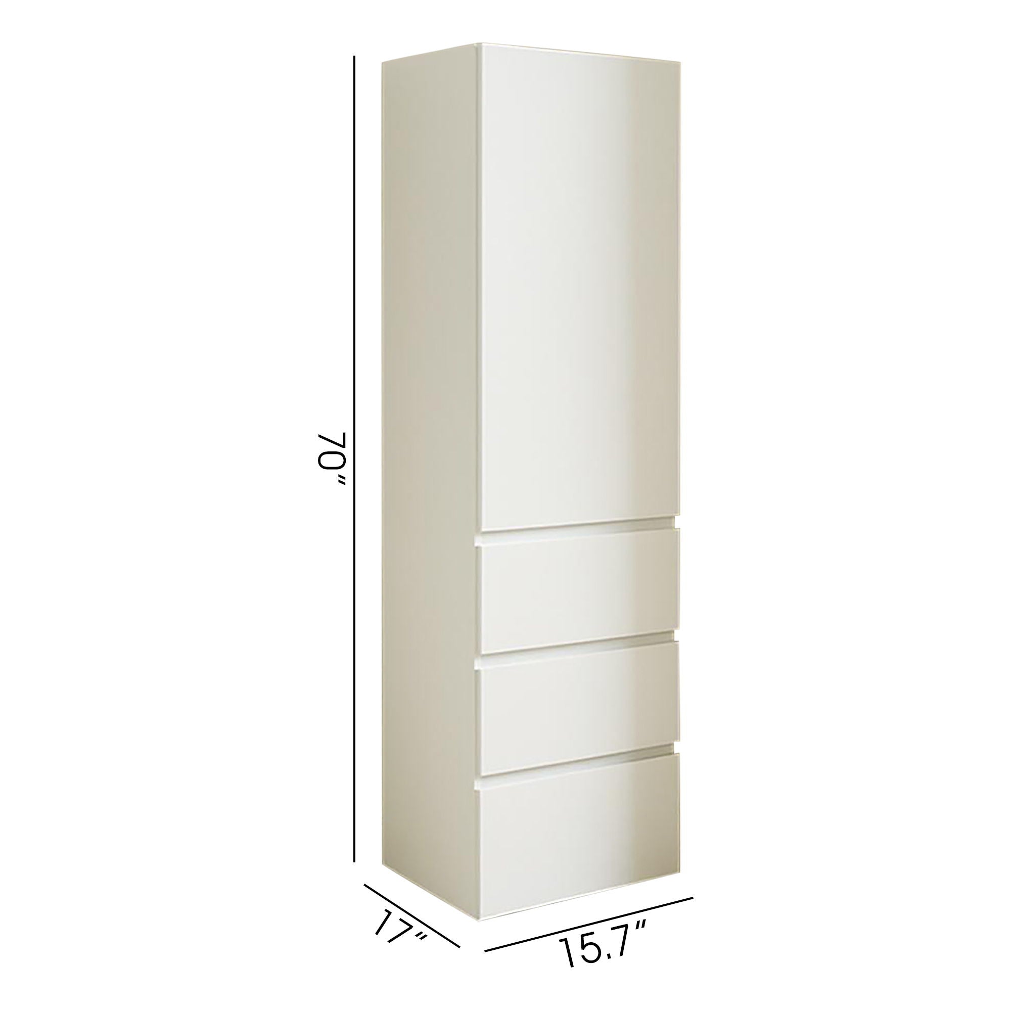 Elise - Slim Modular Wood Closet Cabinet With Drawers In Durable Melamine And Wood 71&quot; Height - White