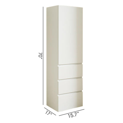 Elise - Slim Modular Wood Closet Cabinet With Drawers In Durable Melamine And Wood 71&quot; Height - White