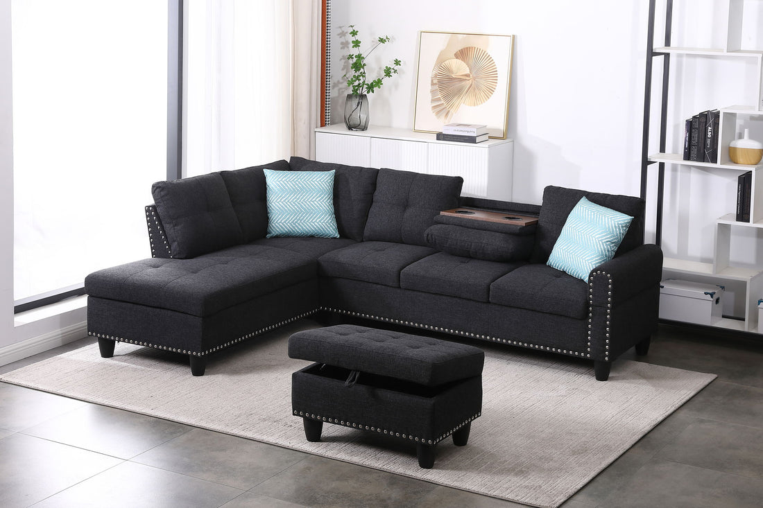 Alger - Left Hand Facing Sofa &amp; Chaise With Ottoman