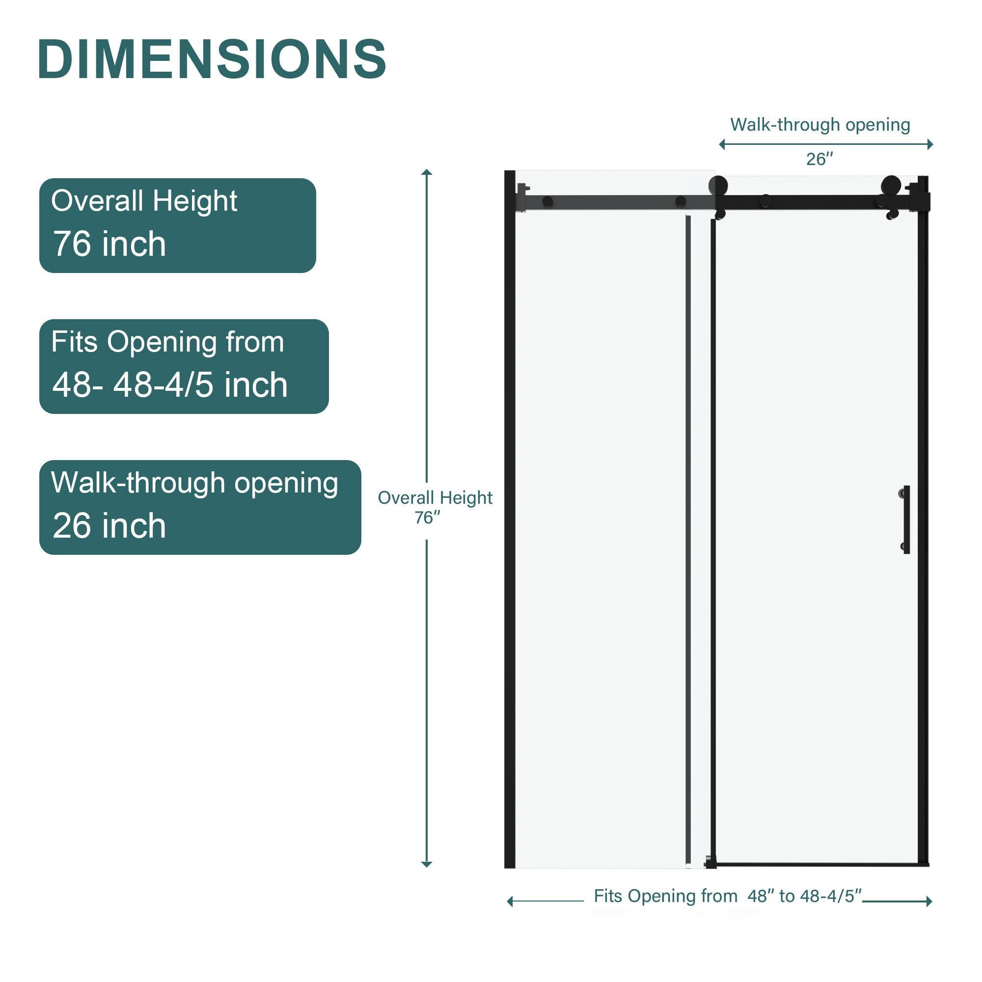 Modern Single Slide Shower Door, Tempered Glass, Stainless Steel Frame