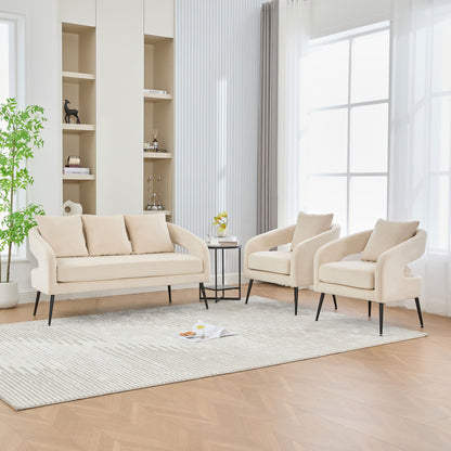 3 Piece Living Room Set, Loveseat &amp; 2 Accent Chairs
