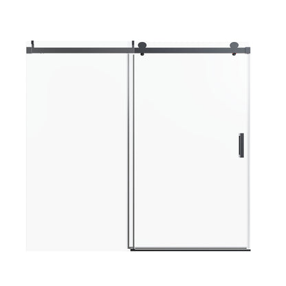 Frameless Single Sliding Soft Close Shower Doors, 3 / 8" Tempered Glass Reversible Installatio